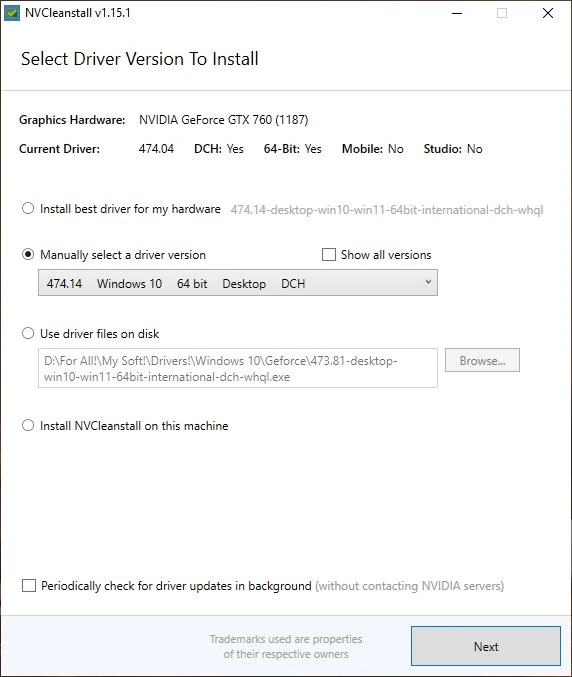 Чистая установка драйвера NVCleanstall 1.16.0 Portable — изображение 1