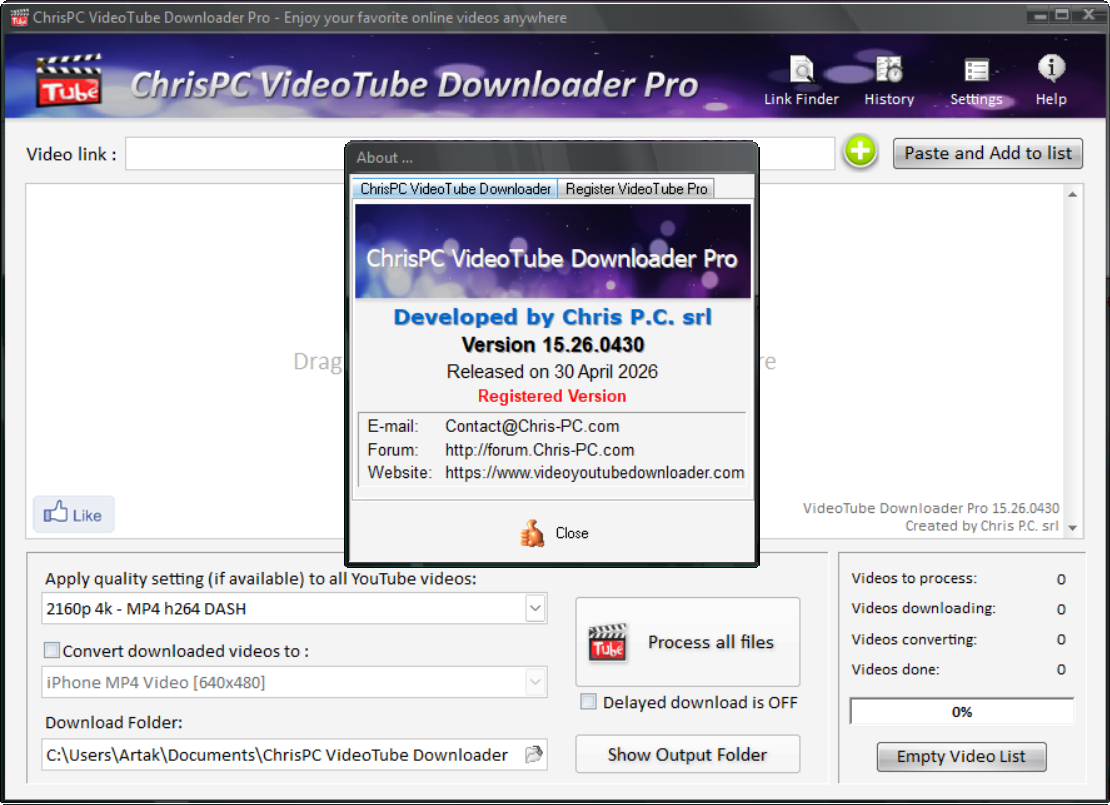 ChrisPC VideoTube Downloader Pro 15.26.0430 — изображение 1
