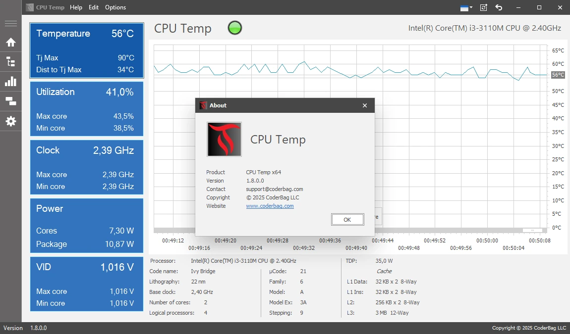 CPU Temp 1.8.0.0 — изображение 1