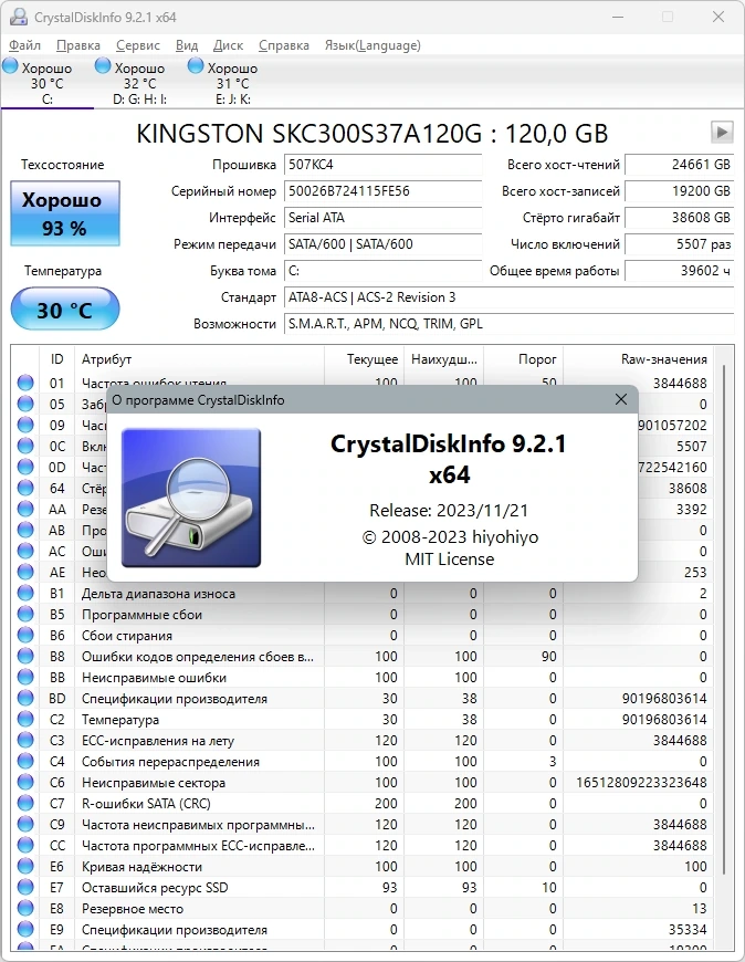 CrystalDiskInfo 9.2.1 + Portable — изображение 1