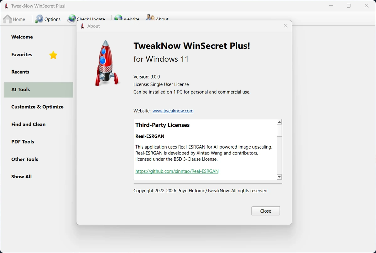 Доступ к скрытым настройкам системы TweakNow WinSecret Plus! 9.0.0 — изображение 1