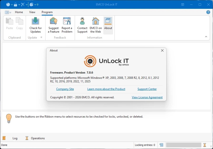Разблокировка файлов и папок EMCO UnLock IT 7.0.6 — изображение 1