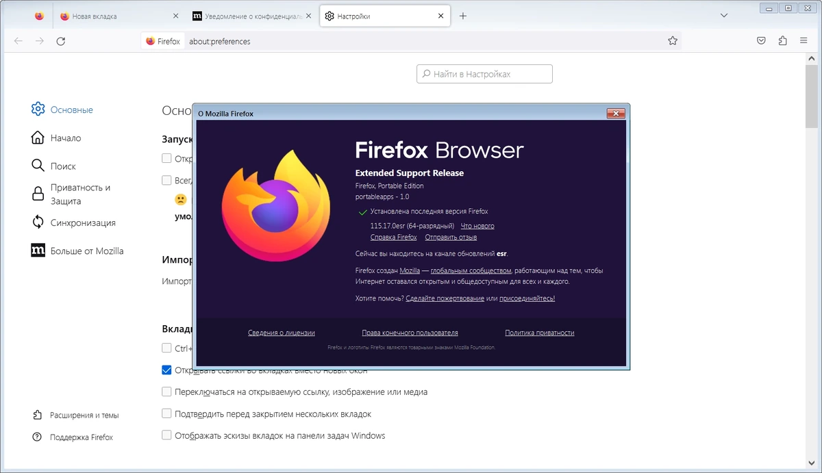 Портативный браузер Firefox Browser ESR 115.17.0 by PortableApps — изображение 1