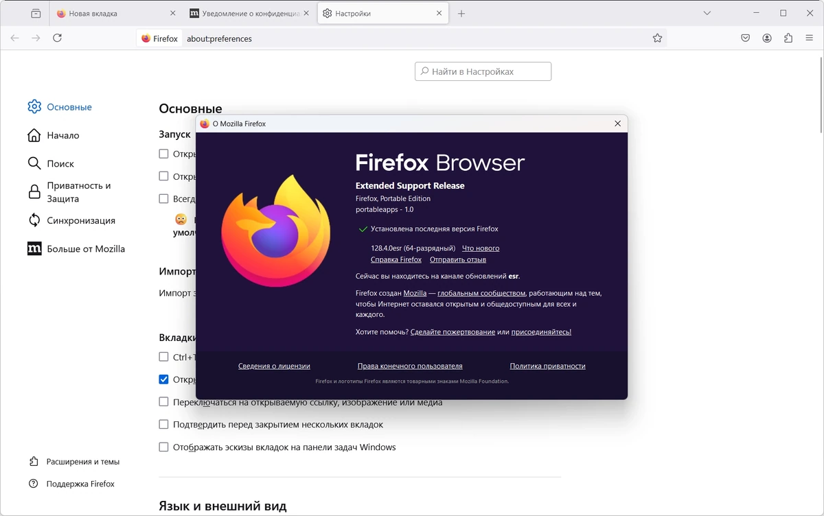 Портабле версия Firefox Browser ESR 128.4.0 by PortableApps — изображение 1