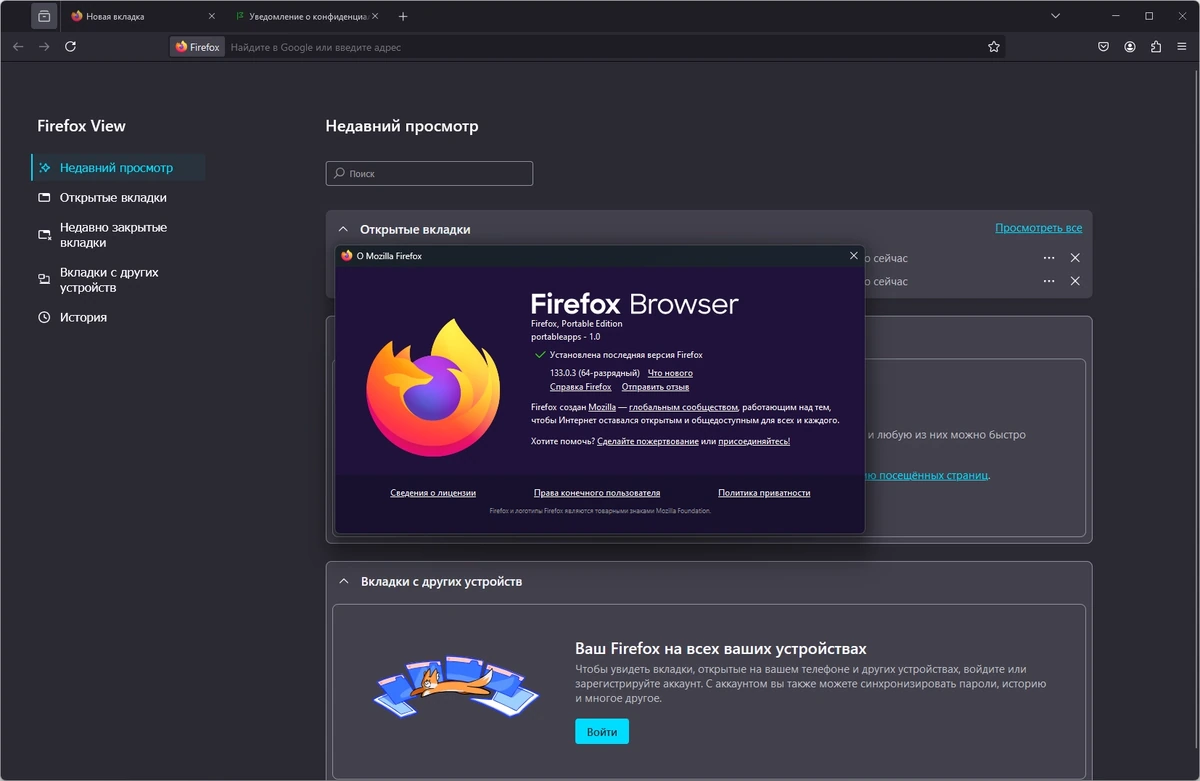 Портативный браузер Firefox Browser 133.0.3 Portable by PortableApps — изображение 1