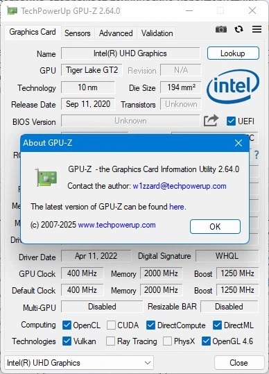 GPU-Z информация о видеокарте 2.64 Английская версия — изображение 1