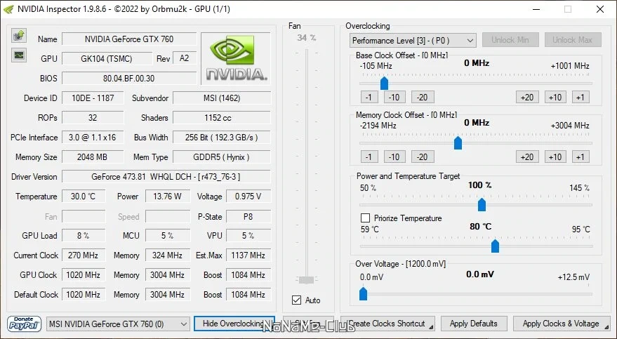 Характеристики видеокарты - NVIDIA Inspector 1.9.8.6 Beta — изображение 1