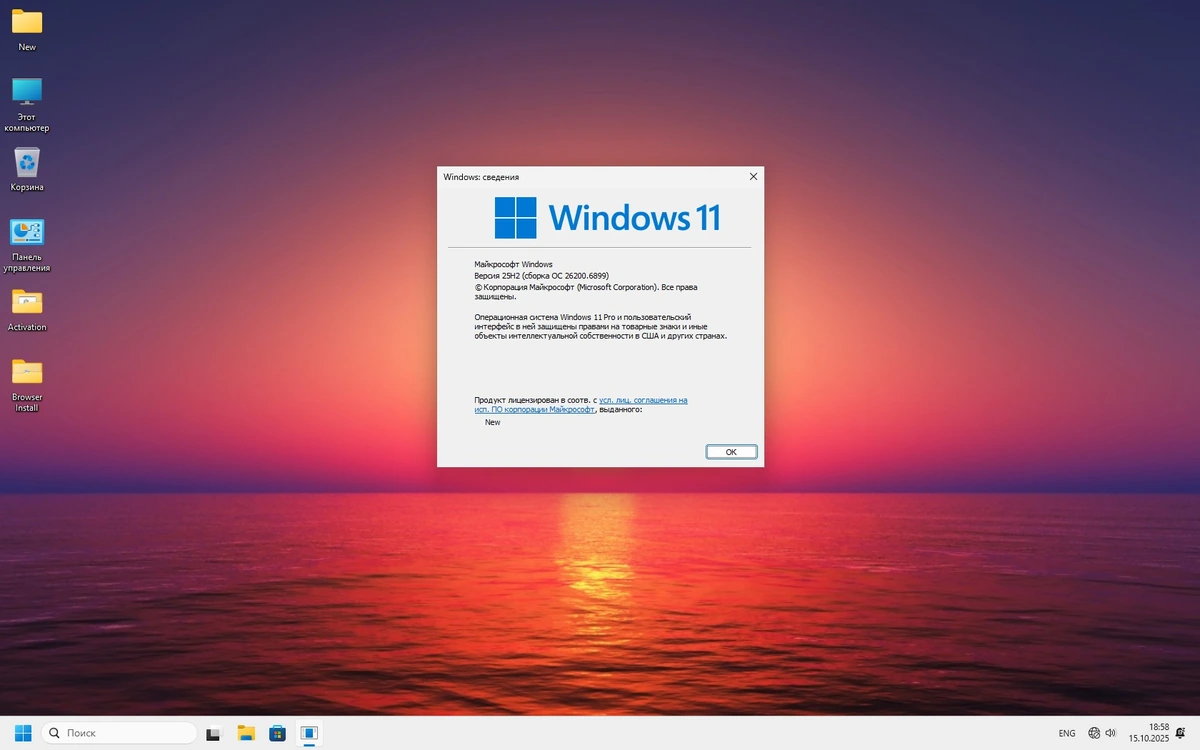 Игровая сборка Windows 11 Pro 25H2 Build 26200.6899 by Revision — изображение 1