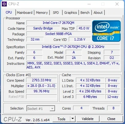 Информация о производительности процессора - CPU-Z 2.05.1 + Portable — изображение 1
