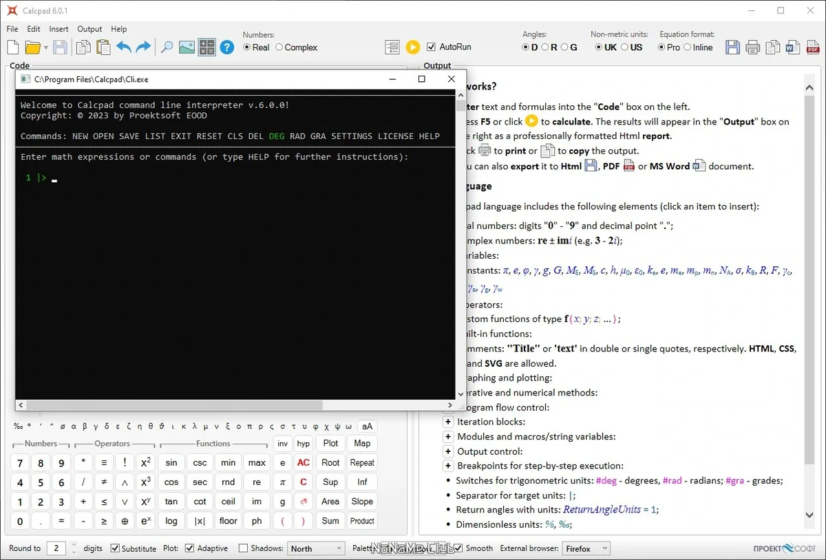 Инжинерный калькулятор Calcpad 6.0.1 — изображение 1