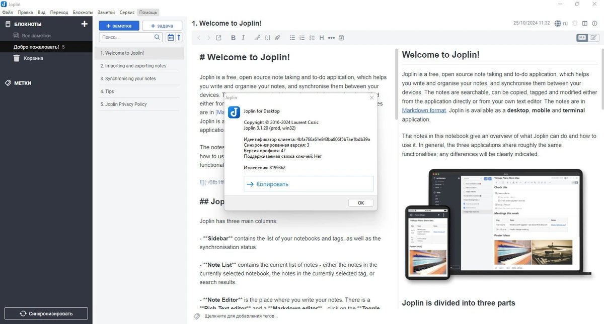 Виртуальный дневник Joplin 3.1.20 + Portable — изображение 1