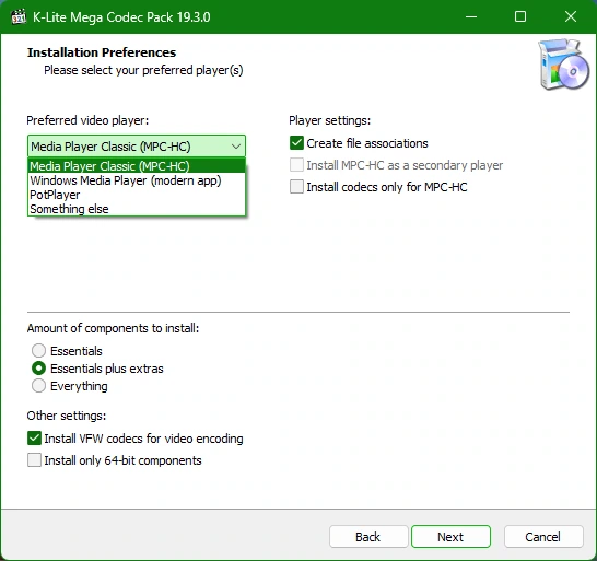 K-Lite Codec Pack 19.3.0 Mega/Full/Standard/Basic — изображение 1