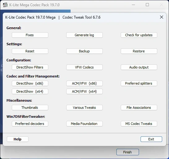 Кодеки для Windows K-Lite Codec Pack 19.7.0 Mega / Full / Standard / Basic — изображение 1