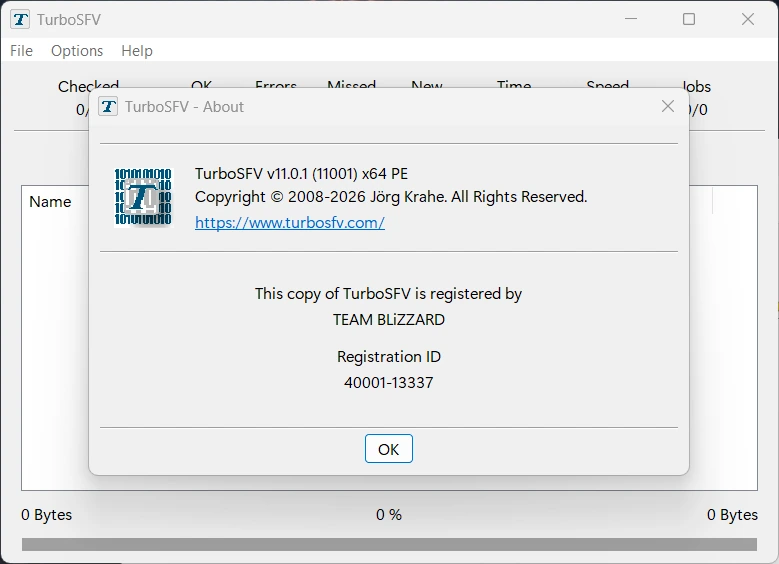 Контрольные суммы файлов TurboSFV 11.0.1 — изображение 1