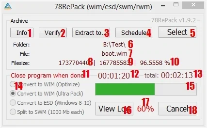 Конвертер архивов 78RePack 1.9.5 New (WimLib 1.14.4) Portable by conty9 — изображение 1