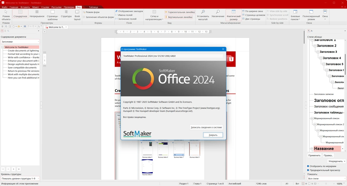 Легкий офисный пакет SoftMaker Office Professional 2024 Rev. S1230.1206 by 7997 — изображение 1