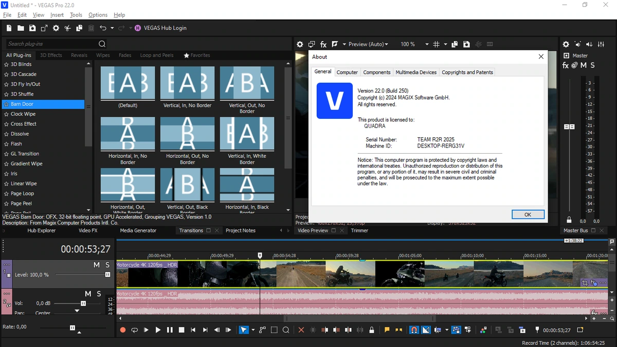 Многодорожечная запись и редактирование звука MAGIX Vegas Pro 22.0 Build 250 — изображение 1