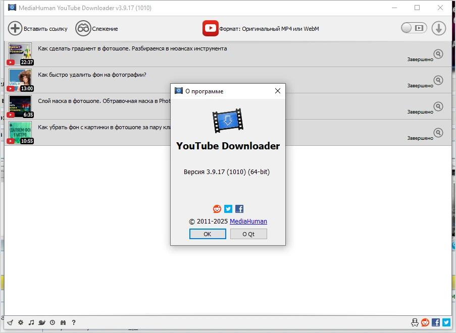 Многопоточный загрузчик видео MediaHuman YouTube Downloader 3.9.17 (1010) — изображение 1