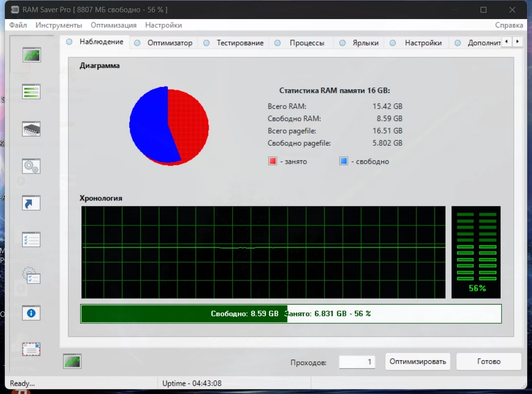 Мониторинг оперативной памяти RAM Saver Professional 26.2.1 by elchupacabra — изображение 1