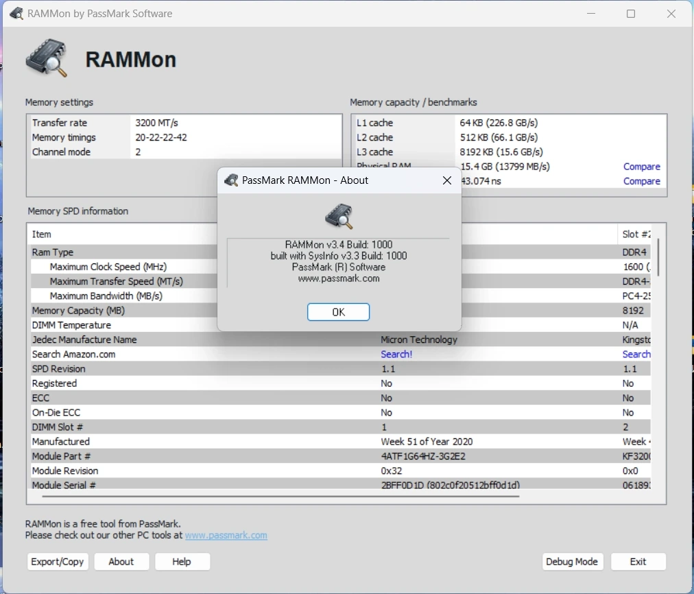 Мониторинг ОЗУ PassMark RAMMon 3.4 Build 1000 — изображение 1