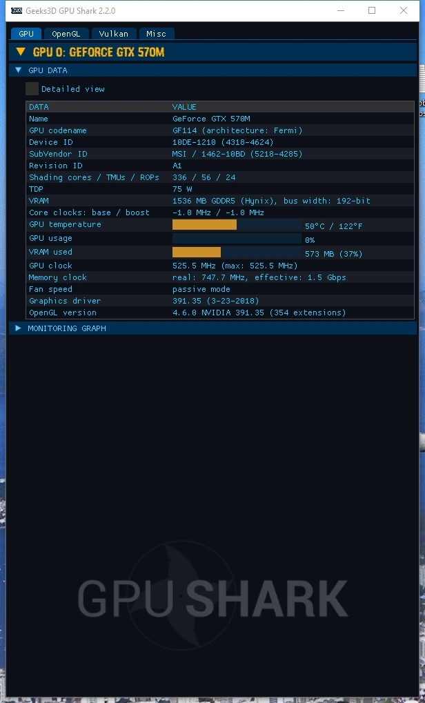 Мониторинг состояния видеокарты - GPU Shark II 2.2.0.0 + Portable — изображение 1