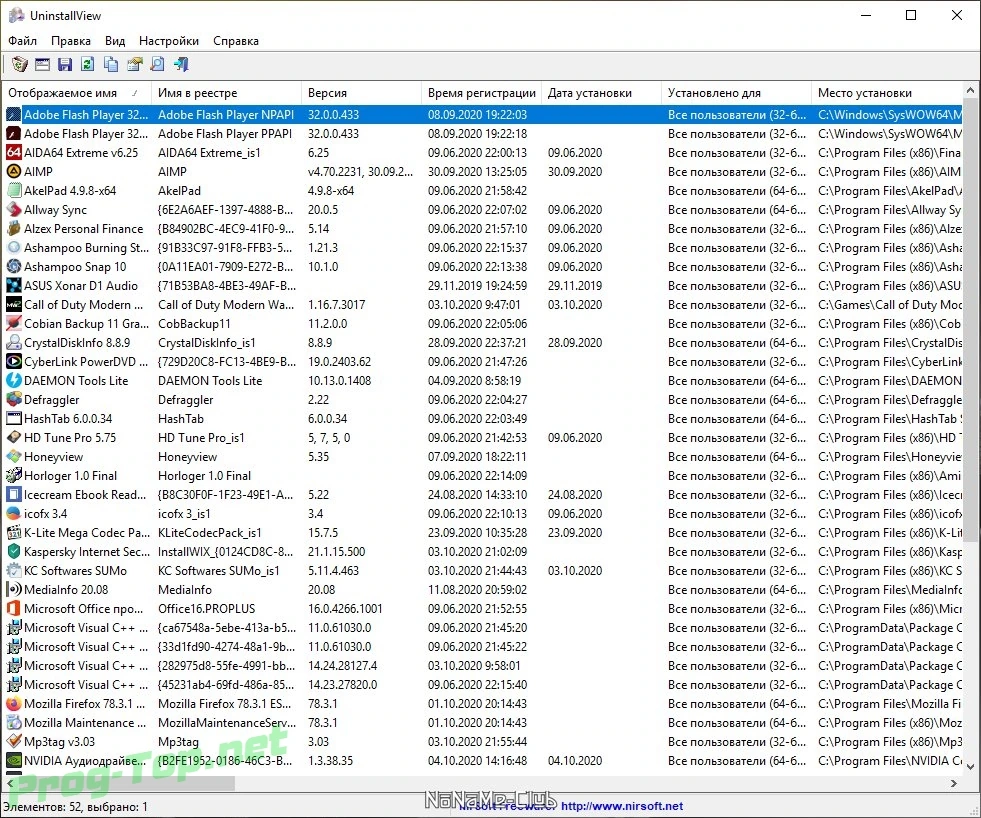 Мониторинг установленных программ - UninstallView 1.38 Portable — изображение 1