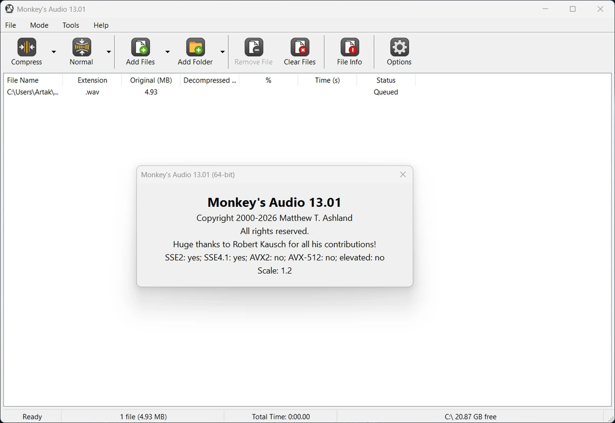 Monkey's Audio 13.01 — изображение 1