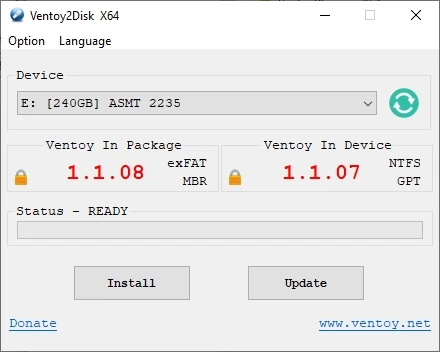 Мультизагрузочный носитель Ventoy 1.1.08 — изображение 1