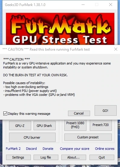 Настройка и тестирование видеокарт - FurMark 1.38.1.0 — изображение 1