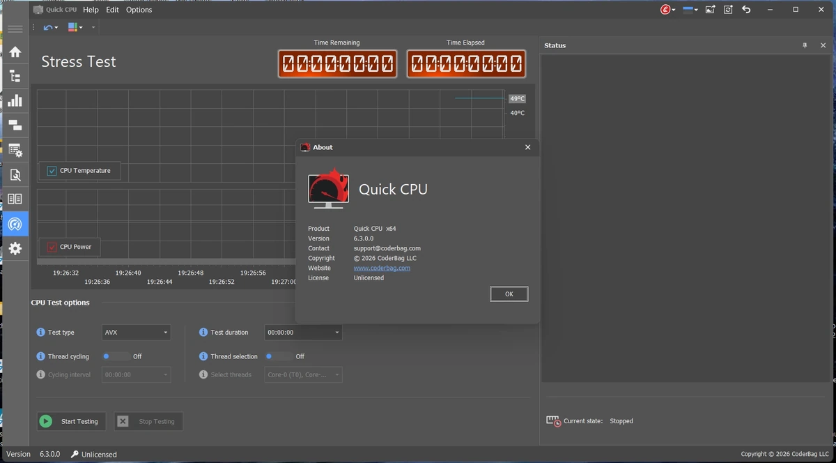Настройка производительности процессора Quick CPU 6.3.0.0 — изображение 1