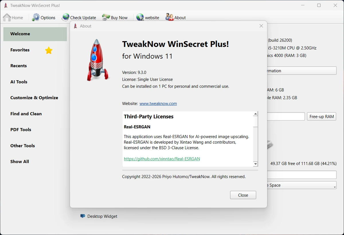 Настройка Windows TweakNow WinSecret Plus! 9.3.0 — изображение 1