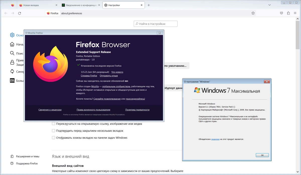 Мозилла для Windows 7 Firefox Browser ESR 115.21.1 by PortableApps — изображение 1