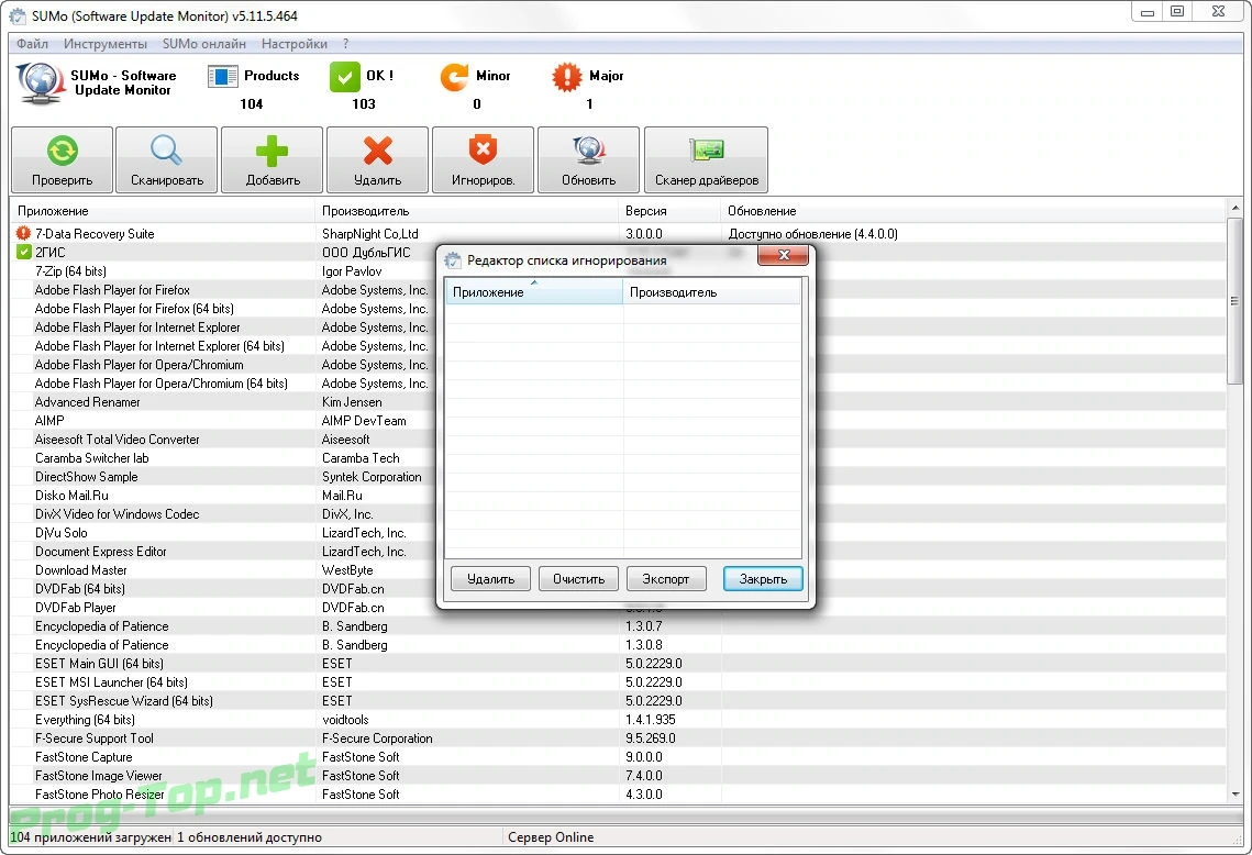 Обновление ПО на компьютере - SUMo Pro 5.11.5.464 + Portable (SharewareOnSale) — изображение 1