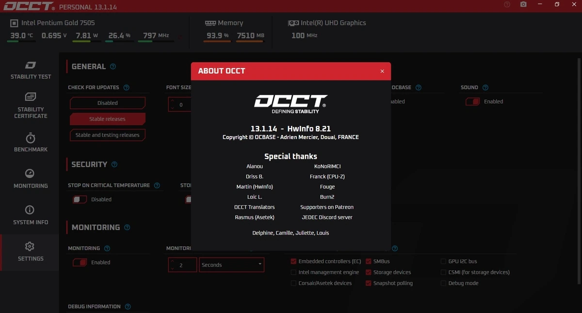 Тесты компьютера OCCT 13.1.14 Portable — изображение 1