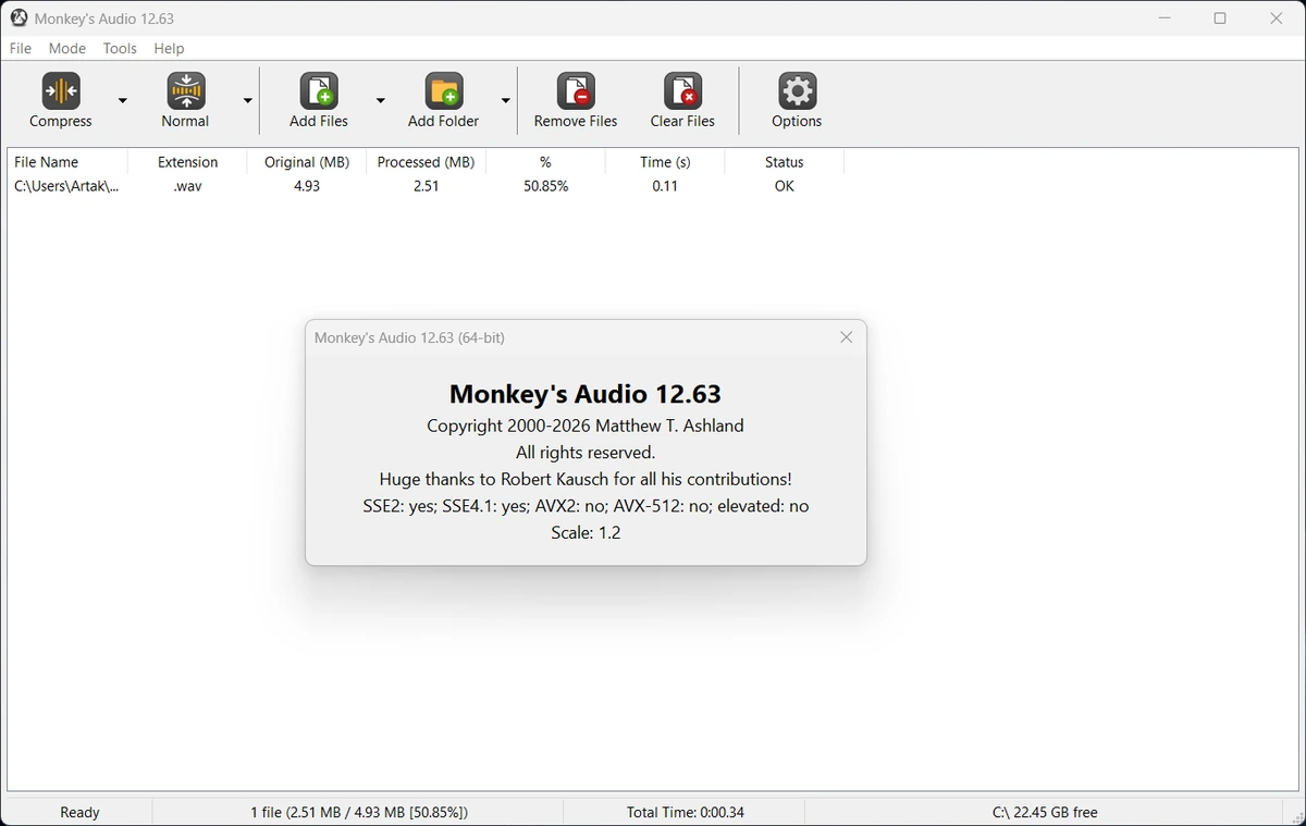 Оцифровка звука Monkeys Audio 12.63 — изображение 1