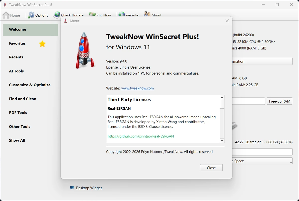 Оптимизация Windows TweakNow WinSecret Plus! 9.4.0 — изображение 1