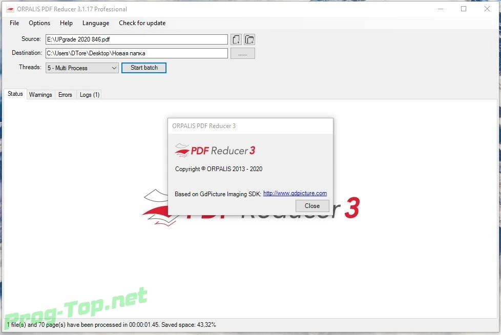 Пакетное сжатие PDF файлов - ORPALIS PDF Reducer Professional 3.1.17 RePack (& Portable) by elchupacabra — изображение 1