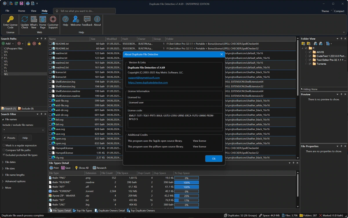 Поиск дубликатов файлов Duplicate File Detective Enterprise 7.4.69 — изображение 1