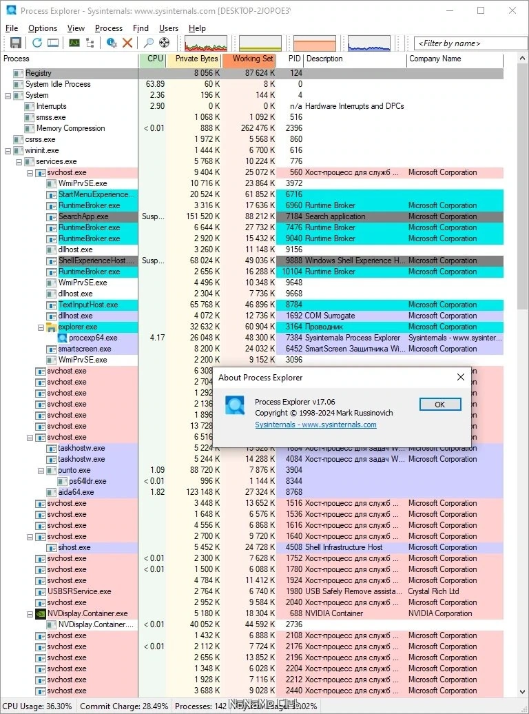 Process Explorer 17.06 Portable — изображение 2