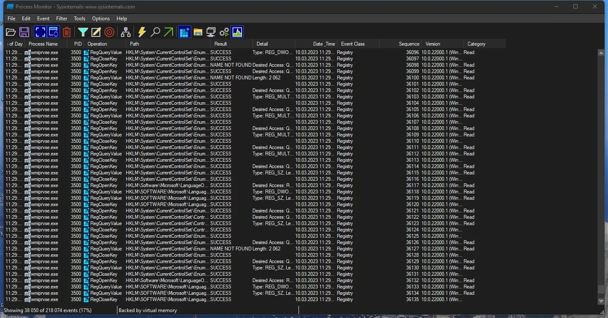 Процессы Windows в реальном времени - Process Monitor 3.93 — изображение 2