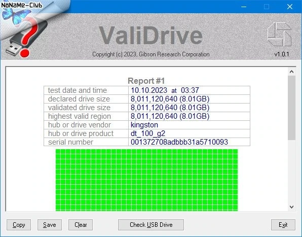 Программа для проверки флешки ValiDrive 1.0.1 Portable — изображение 2