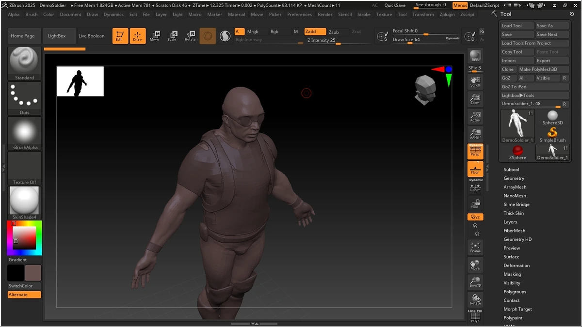 Имитация процесса «лепки» трёхмерной скульптуры ZBrush 2025.0.0 — изображение 2