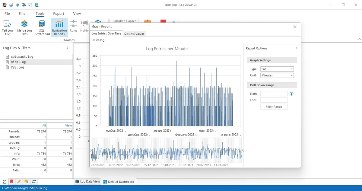 Просмотр лог файлов Windows LogViewPlus 3.1.18 by elchupacabra — изображение 2