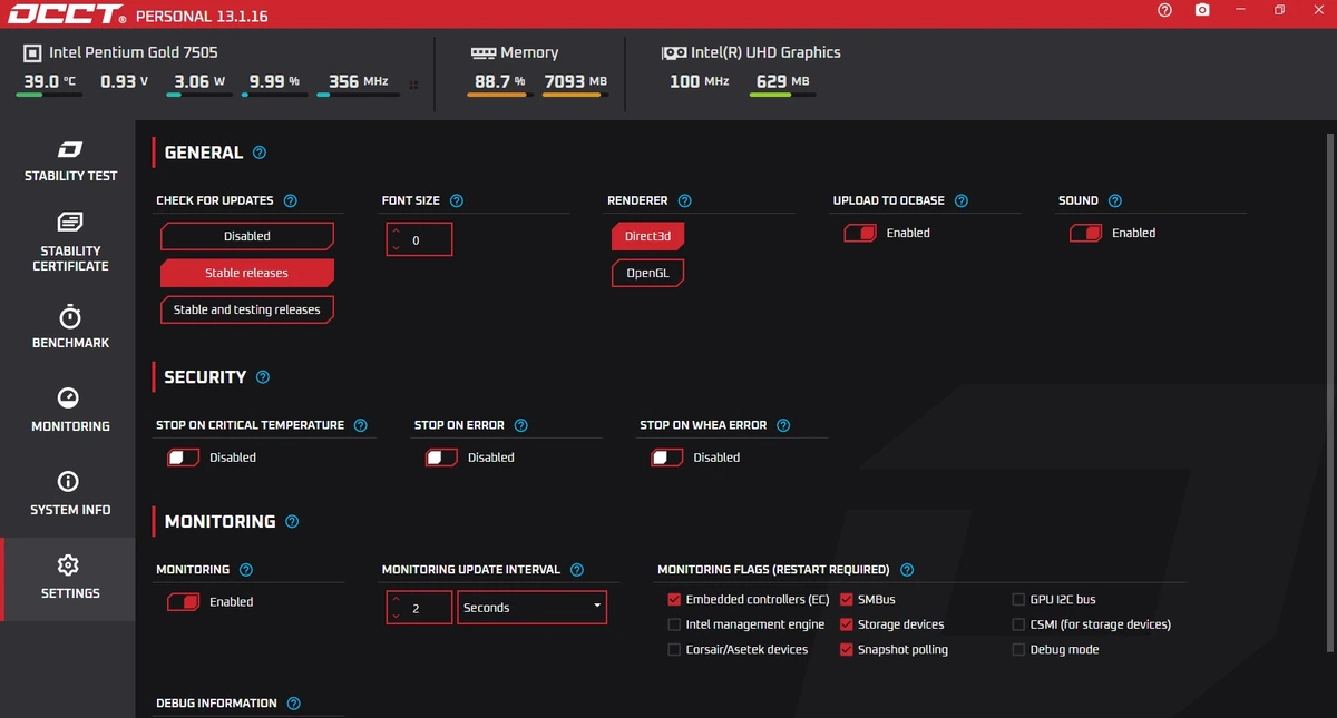 Проверка процессора и памяти ПК OCCT 13.1.16 Portable — изображение 2
