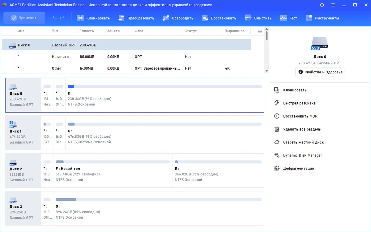 Разбиение жесткого диска AOMEI Partition Assistant Technician Edition 10.8.2 by elchupacabra — изображение 2