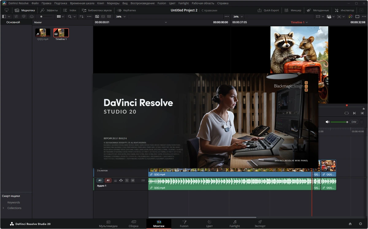 Редактирование и монтаж видео Blackmagic Design DaVinci Resolve Studio 20.3.1 Build 6 — изображение 2
