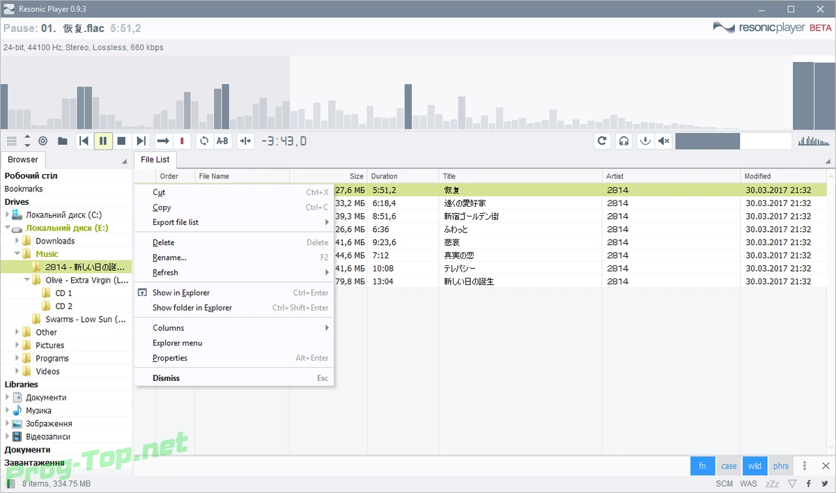 Resonic Player аудиоплеер для Windows 0.9.3b Build 1806 + Portable — изображение 2