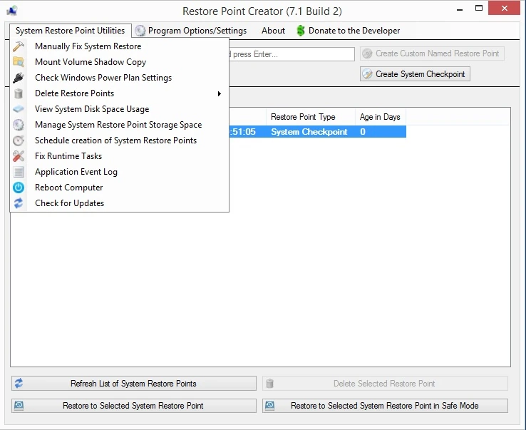 Restore Point Creator 7.1 Build 2 + Portable — изображение 2