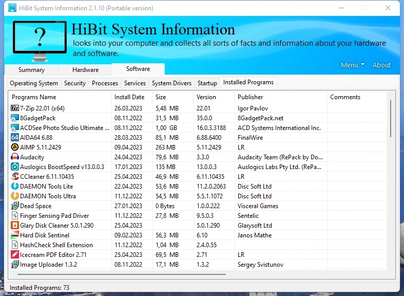 Сбор информации о ПК HiBit System Information 2.1.10 + Portable — изображение 2