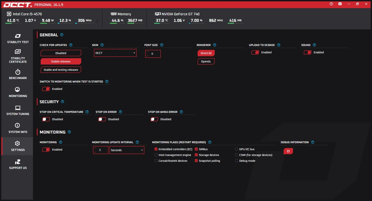Синтетические тесты видеокарты OCCT 16.1.9 Portable — изображение 2